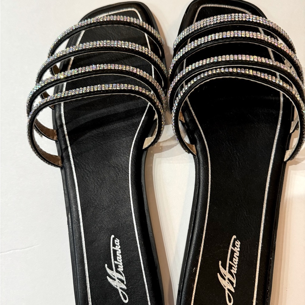 Black rhinestone sandals